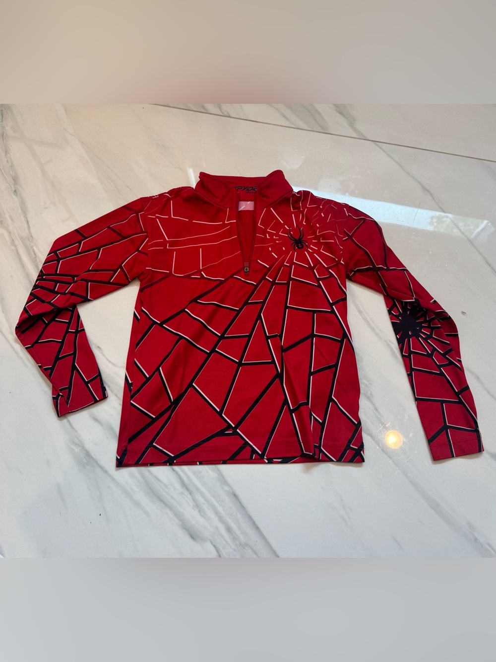 Spyder Kids Red Spiderweb Long-Sleeve Half Qtr Zip, Kids 7